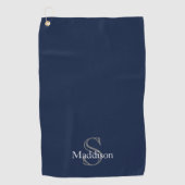 Persoonlijke naam monogram navy zwart golfhanddoek (Voorkant)