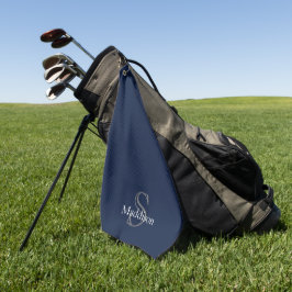 Persoonlijke naam monogram navy zwart golfhanddoek