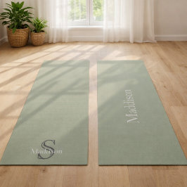 Persoonlijke naam monogram olijfgroen zwart yogamat