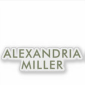 Persoonlijke naam Monogram Olive Green Modern Sticker (Voorkant)