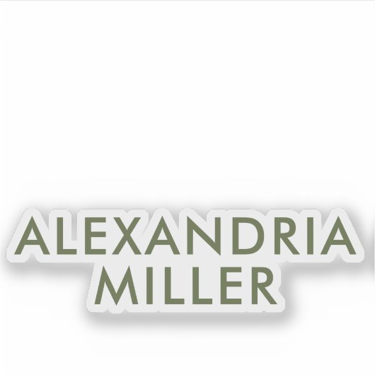 Persoonlijke naam Monogram Olive Green Modern Sticker (Voorkant)