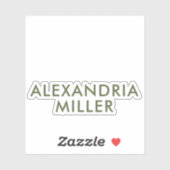 Persoonlijke naam Monogram Olive Green Modern Sticker (Vel)