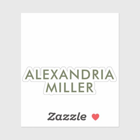 Persoonlijke naam Monogram Olive Green Modern Sticker (Vel)