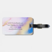 Persoonlijke naam Monogram Paarse Waterverf Luxe Bagagelabel (Achterkant horizontaal)