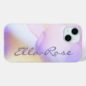 Persoonlijke naam Monogram Paarse Waterverf Luxe Case-Mate iPhone Case (Achterkant (horizontaal))