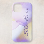 Persoonlijke naam Monogram Paarse Waterverf Luxe Case-Mate iPhone Case