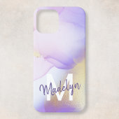 Persoonlijke naam Monogram Paarse Waterverf Luxe Case-Mate iPhone Case