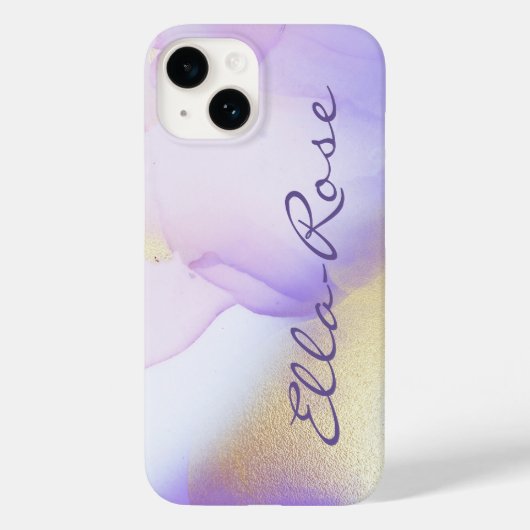 Persoonlijke naam Monogram Paarse Waterverf Luxe Case-Mate iPhone Case (Achterkant)
