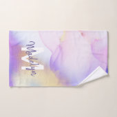 Persoonlijke naam Monogram Paarse Waterverf Luxe Handdoek (Handdoek)