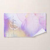 Persoonlijke naam Monogram Paarse Waterverf Luxe Handdoek (Handdoek)