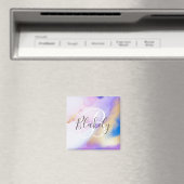 Persoonlijke naam Monogram Paarse Waterverf Luxe Magneet (Insitu (Vaatwasser))