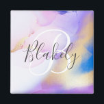 Persoonlijke naam Monogram Paarse Waterverf Luxe Magneet<br><div class="desc">Pas deze glamoureuze stijl abstracte lila waterverf eenvoudig aan met uw eigen details.</div>