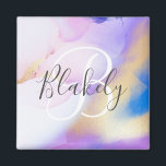 Persoonlijke naam Monogram Paarse Waterverf Luxe Magneet<br><div class="desc">Pas deze glamoureuze stijl abstracte lila waterverf eenvoudig aan met uw eigen details.</div>