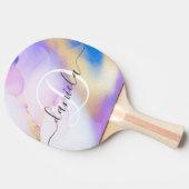 Persoonlijke naam Monogram Paarse Waterverf Luxe Tafeltennisbatje (Zijkant)