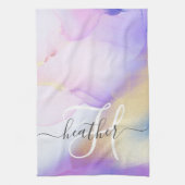 Persoonlijke naam Monogram Paarse Waterverf Luxe Theedoek (Verticaal)