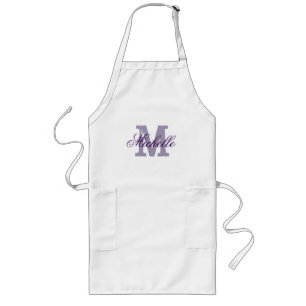 Persoonlijke naam monogram pron   Lavender paars Lang Schort