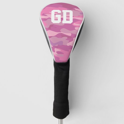 Persoonlijke naam monogram roze legercamo golfheadcover (Voorkant)