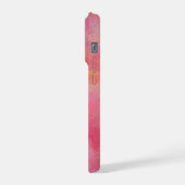 Persoonlijke naam + monogram roze waterverfinkt iPhone hoesje (Linkerkant)