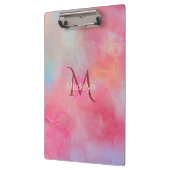 Persoonlijke naam + monogram roze waterverfinkt klembord (Links)