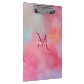 Persoonlijke naam + monogram roze waterverfinkt klembord (Rechts)