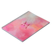 Persoonlijke naam + monogram roze waterverfinkt notitieboek (Linkerzijde)