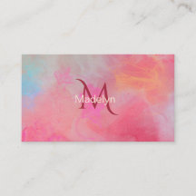 Persoonlijke naam + monogram roze waterverfinkt