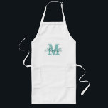 Persoonlijke naam monogram schort | Turquoise blue<br><div class="desc">Persoonlijke naam monogram schort | Turquoise blauw. Elegant monogrammed BBQ/keukenschort voor mannen,  vrouwen en kinderen. Stijlvolle initiaal voor scripttypografie. Barbecue/baksteen schorten in khaki beige / standaard wit en geel. Lange en korte versie. Maak er een voor moeder,  moeder,  vrouw,  tante,  oma,  dochter,  vriendin,  enz.</div>