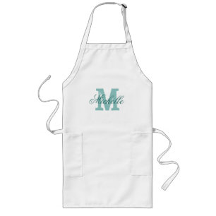 Persoonlijke naam monogram schort   Turquoise blue
