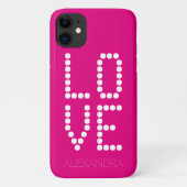 Persoonlijke naam & Monogram Smart Font Hot Pink Case-Mate iPhone Case (Achterkant)