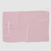 Persoonlijke naam monogram stoffig roze golfhanddoek (Horizontaal)
