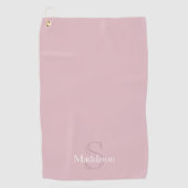 Persoonlijke naam monogram stoffig roze golfhanddoek (Voorkant)