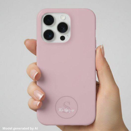 Persoonlijke naam monogram stoffig roze iPhone hoesje
