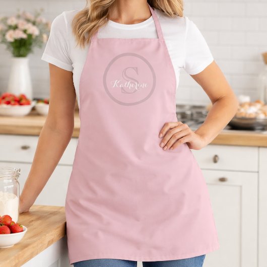 Persoonlijke naam monogram stoffig roze schort