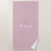 Persoonlijke naam monogram stoffig roze strandlaken (Voorkant)