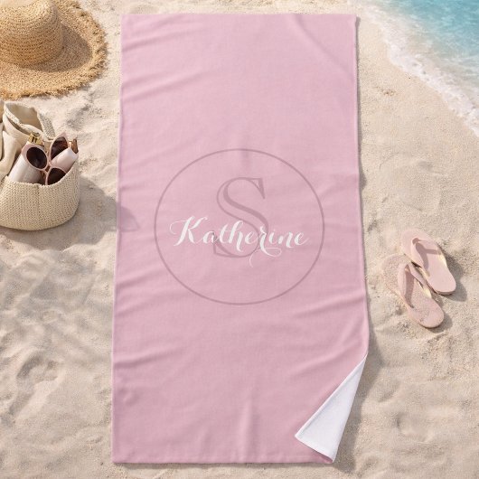 Persoonlijke naam monogram stoffig roze strandlaken
