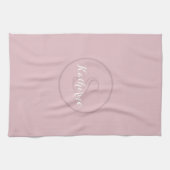 Persoonlijke naam monogram stoffig roze theedoek (Horizontaal)