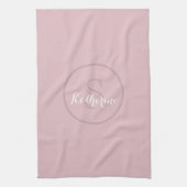 Persoonlijke naam monogram stoffig roze theedoek (Verticaal)