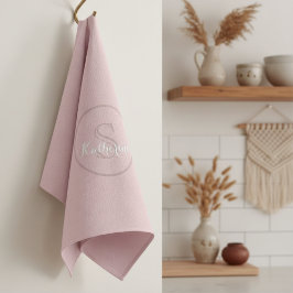 Persoonlijke naam monogram stoffig roze theedoek