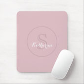 Persoonlijke naam monogram stoffige roos muismat (Met muis)