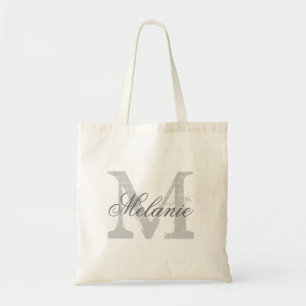 Persoonlijke naam monogram tote bag Grijs