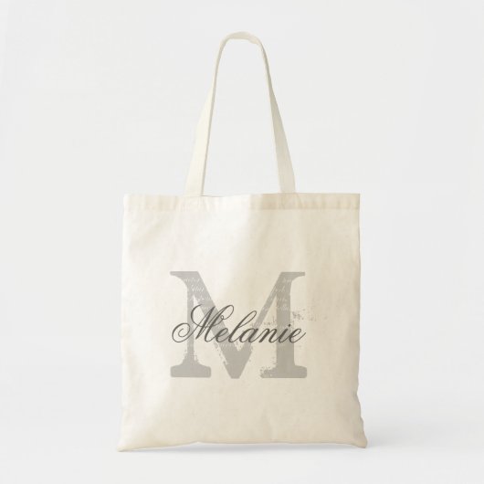 Persoonlijke naam monogram tote bag | Grijs (Voorkant)