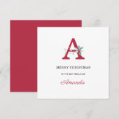 Persoonlijke naam monogram vrolijke kerstmis voor  feestdagenkaart (Voorkant / Achterkant)