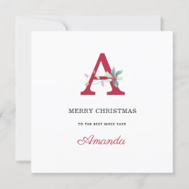 Persoonlijke naam monogram vrolijke kerstmis voor feestdagenkaart