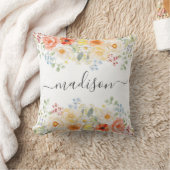 Persoonlijke naam monogram waterverf zonnige bloem kussen (Deken)
