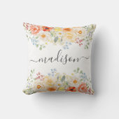 Persoonlijke naam monogram waterverf zonnige bloem kussen (Voorkant)