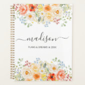 Persoonlijke naam monogram waterverf zonnige bloem planner (Voorkant)