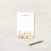 Persoonlijke naam monogram waterverf zonnige bloem post-it® notes (Op bureau)