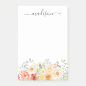 Persoonlijke naam monogram waterverf zonnige bloem post-it® notes (Voorkant)
