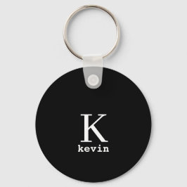 Persoonlijke naam monogram zwart elegant modern sleutelhanger