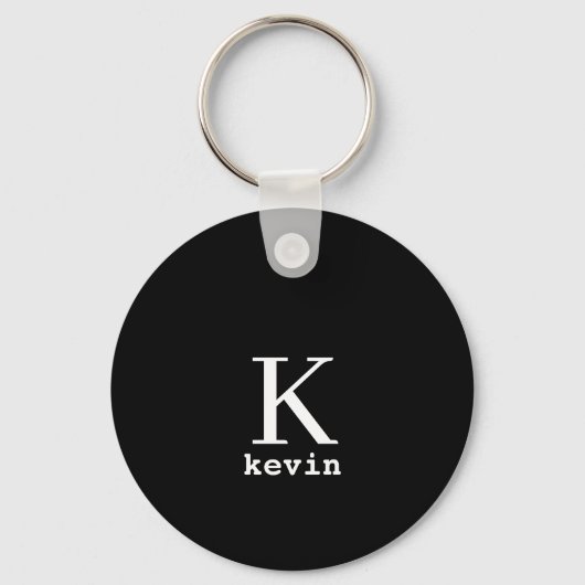 Persoonlijke naam monogram zwart elegant modern sleutelhanger (Voorkant)